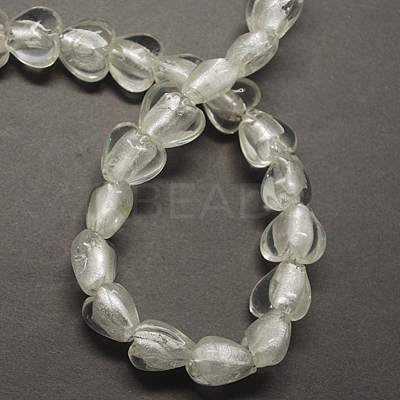 Handmade Silver Foil Glass Beads LS-X-FOIL-R050-12x8mm-17-1