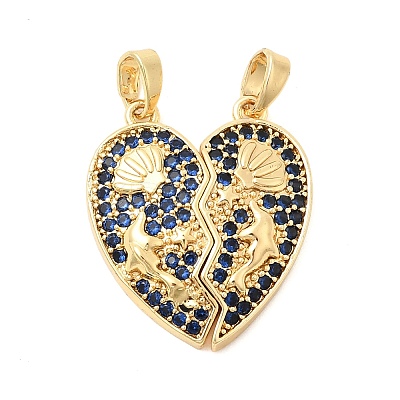 Valentine's Day Brass Micro Pave Cubic Zirconia Split Pendants KK-H251-01D-G-1