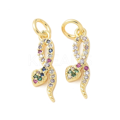 Brass Micro Pave Cubic Zirconia Pendants KK-U056-52G-1