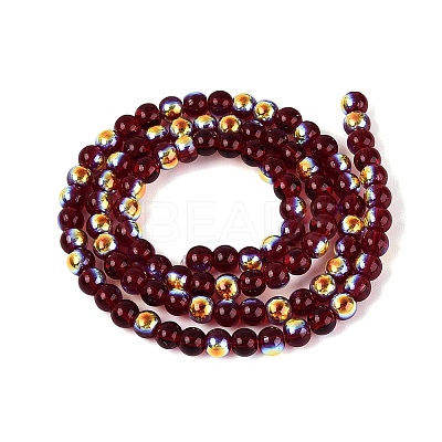 Electroplate Transparent Glass Beads Strands EGLA-Q132-4MM-A12-1