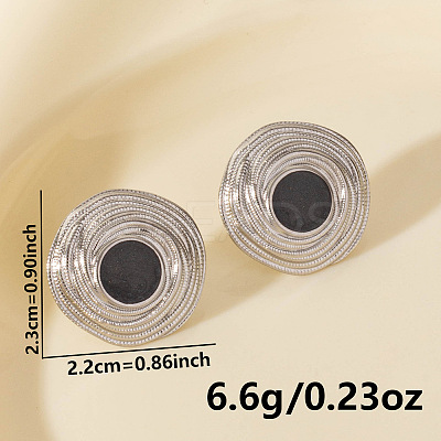 304 Stainless Steel Flat Round Stud Earrings DV1097-1-1