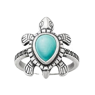 Retro Alloy and Synthetic Turquoise Finger Rings FS-WG1C352-01-1