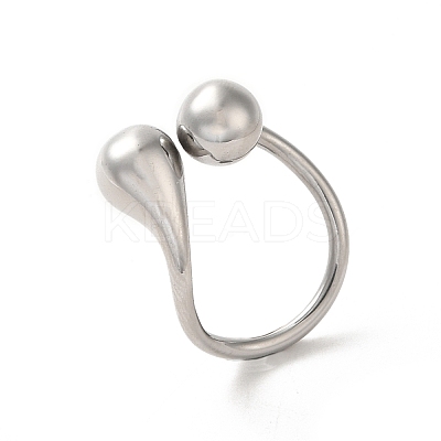 Non-Tarnish 316 Stainless Steel Cuff Ring RJEW-C066-01P-1