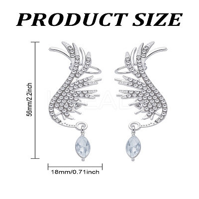 1 Pair Alloy Glass Dangle Cuff Earrings for Women EJEW-LP0012-15-1