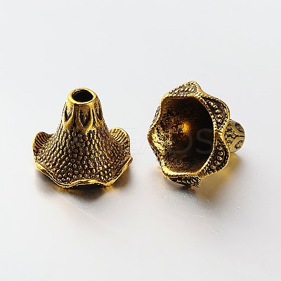 6-Petal Tibetan Style Alloy Bead Caps X-PALLOY-N0113-05AG-1