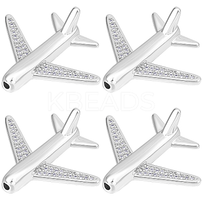 8Pcs Brass Micro Pave Cubic Zirconia Airliner Beads ZIRC-BBC0003-54P-1