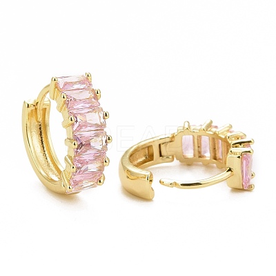 Cubic Zirconia Rectangle Hoop Earrings EJEW-G288-02G-1