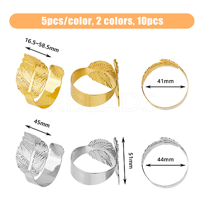 10Pcs 2 Style Aolly & Iron Napkin Rings AJEW-HY0001-16-1