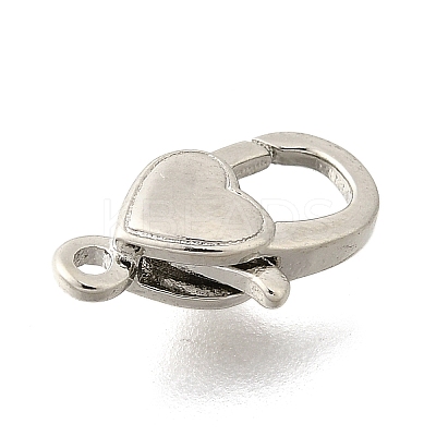 Heart Brass Lobster Claw Clasps KK-V007-20P-1