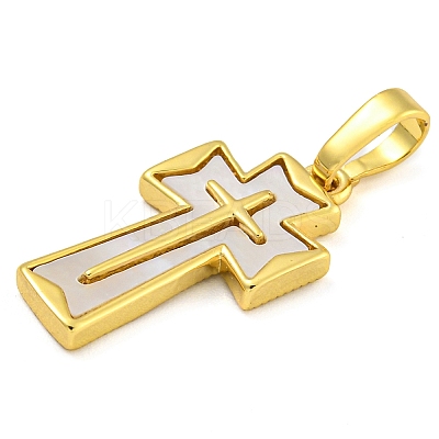 Brass Pendants with Shell KK-D534-02G-01-1