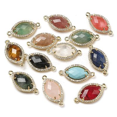 Natural & Synthetic Mixed Stone Faceted Horse Eye Connector Charms G-G181-07G-1