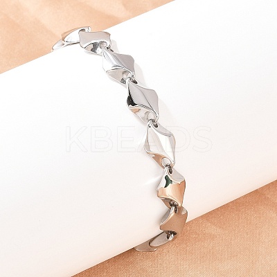 304 Stainless Steel Rhombus Link Chain Bracelets for Men Women BJEW-G766-03P-01-1