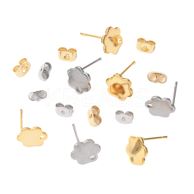 16Pcs 2 Colors 201 Stainless Steel Stud Earring Findings with Hole EJEW-FS0001-20-1