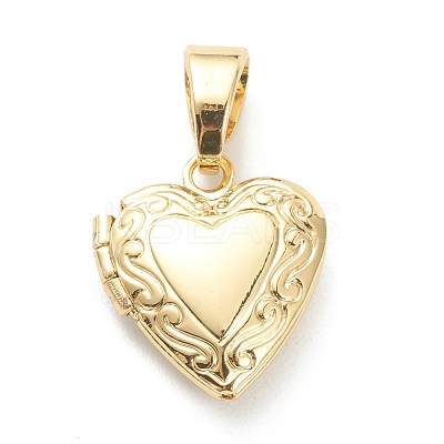 Brass Locket Pendants KK-P199-15G-1