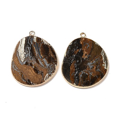 Natural Tiger Eye Pendants G-E526-09H-1