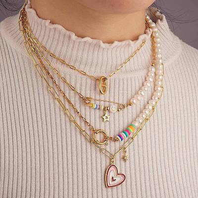 Vintage Natural Pearl Beaded Necklace for Girl Women NJEW-SW00002-03-1