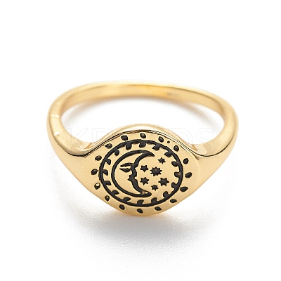 Brass Signet Ring for Women RJEW-E058-01G-03-1