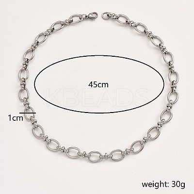 Non-Tarnish 201 Stainless Steel Oval Link Chain Necklacces MF4965-2-1