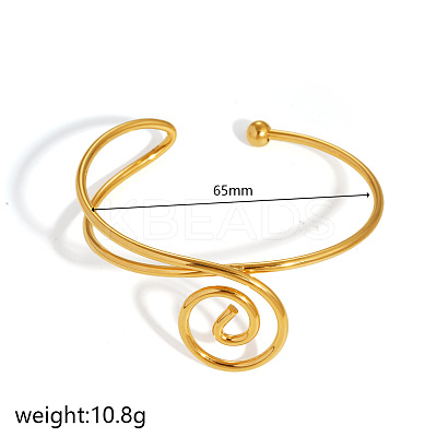 304 Stainless Steel Spiral Geometric Upper Arm Cuff Bangles for Women WG66983-02-1