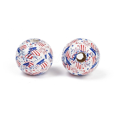 Independence Day Theme Wood European Beads WOOD-Z005-01B-03-1