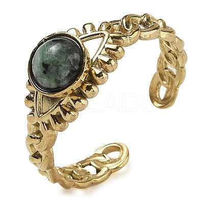 Natural African Turquoise(Jasper) Finger Rings RJEW-U027-01G-10-1
