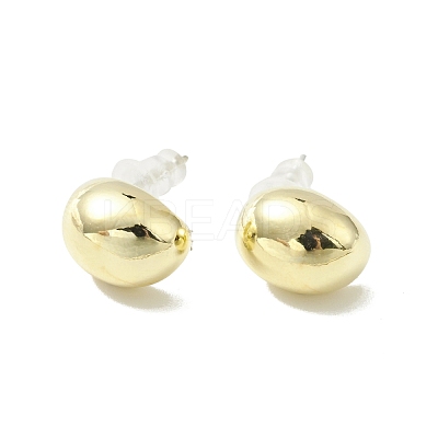 Alloy Half Round Stud Earrings with 925 Sterling Silver Pins for Women EJEW-G310-12G-1