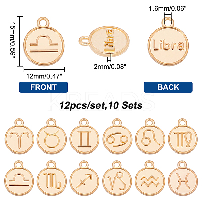 120Pcs 10 Sets Constellation Theme Golden Plated Alloy Charms FIND-PH0008-88-1
