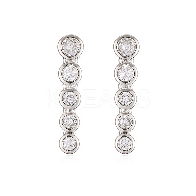 Brass Clear Cubic Zirconia Stud Earrings WGA7D61-02-1