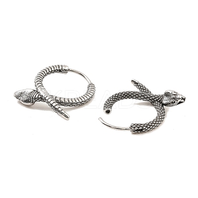 Antique Silver 316 Surgical Stainless Steel Hoop Earrings EJEW-D096-03C-AS-1