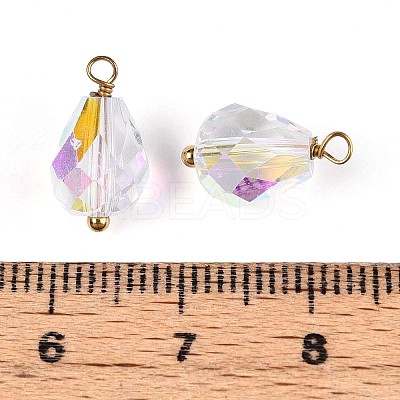 Electroplate Glass Teardrop Charms STAS-N110-13G-1