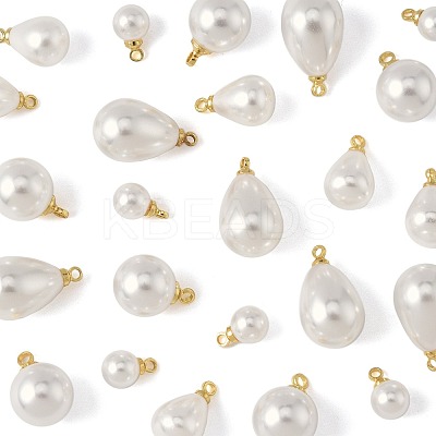 24Pcs 4 Styles ABS Plastic Imitation Pearl Charms KK-FS0001-79-1