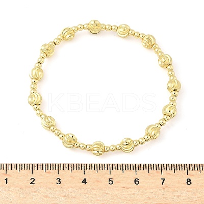 Brass Round Beaded Stretch Bracelets for Women Men LS-BJEW-Z129-01G-1