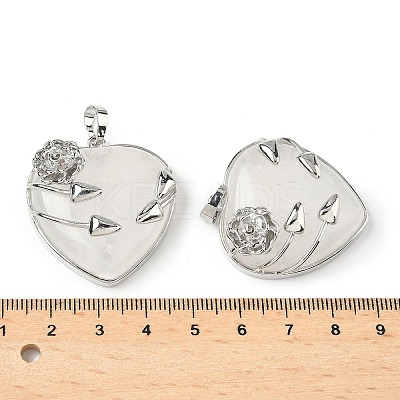 Natural Quartz Crystal Heart Pendants G-S391-01P-K-1