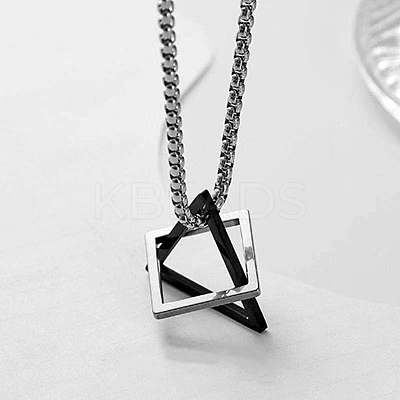 Interlocking Triangle & Square Stainless Steel Pendant Box Chain Necklaces WG4B0A0-03-1