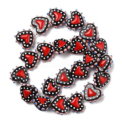 Baking Paint Glass Bumpy Beads Heart LAMP-V001-07F-1