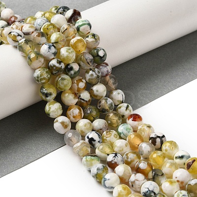 Dyed & Heated Natural Fire Crackle Agate Beads Strands G-P539-B01-23-1