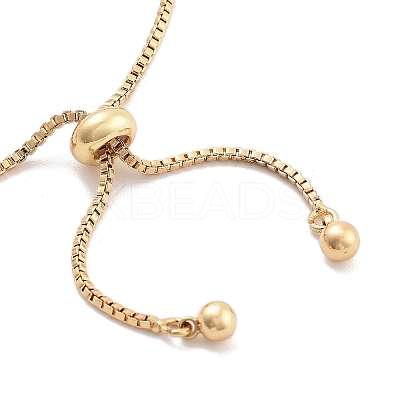 Brass Pave Clear Cubic Zirconia Teardrop Box Chain Slider Bracelets BJEW-B094-07G-1