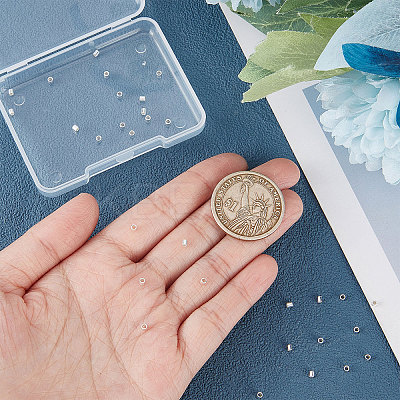 Anti-Tarnish 50Pcs Rhodium Plated 925 Sterling Silver Crimp Beads STER-BBC0001-28-1