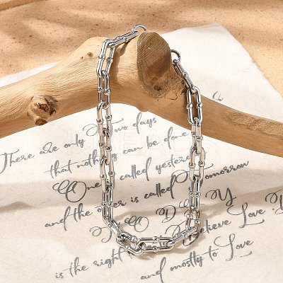 304 Stainless Steel Paperclip Chain Bracelets for Women Men BJEW-F488-58P-1