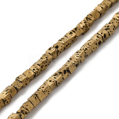 Electroplated Natural Lava Rock Beads Strands G-Q1009-B01-02D-1