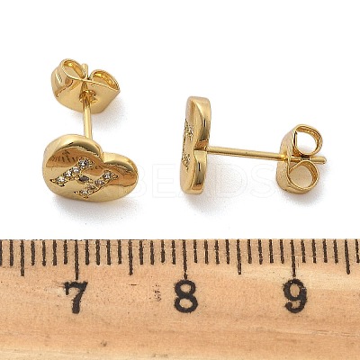 Rack Plating Brass Micro Pave Clear Cubic Zirconia Stud Earrings EJEW-K299-01G-H-1