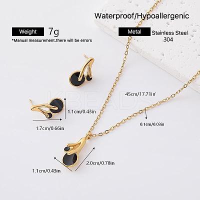 304 Stainless Steel Stud Earrings & Pendant Necklaces Sets for Women RK2139-2-1