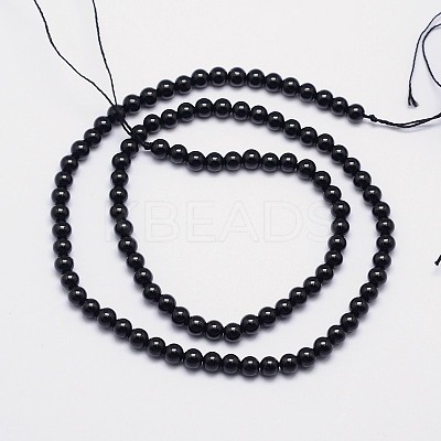 Natural Black Tourmaline Round Bead Strands G-I160-01-6mm-1