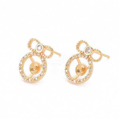 Brass Micro Pave Clear Cubic Zirconia Earring Findings KK-T062-218G-NF-1