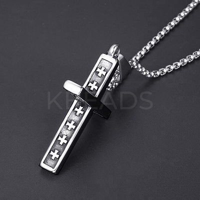 Tibetan Style Alloy Cross Pendant Necklaces PW23033086675-1