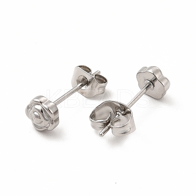 Non-Tarnish 304 Stainless Steel Flower Stud Earrings for Women LS-EJEW-C004-04P-1