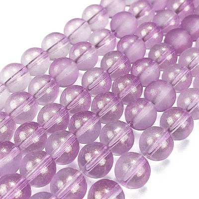 Frosted Transparent Glass Bead Strands GLAA-P065-8mm-07-1
