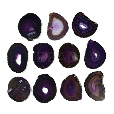 Natural Agate Nuggets Slice Links Connector Charms G-E022-M05-1