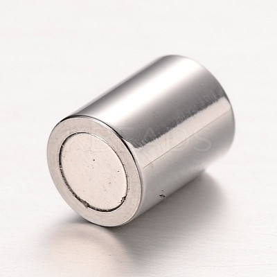 Textured 304 Stainless Steel Column Magnetic Clasps with Glue-in Ends STAS-I045-11-1