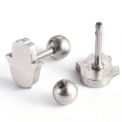 Tarnish Resistant 201 Stainless Steel Barbell Cartilage Earrings EJEW-R147-17-1